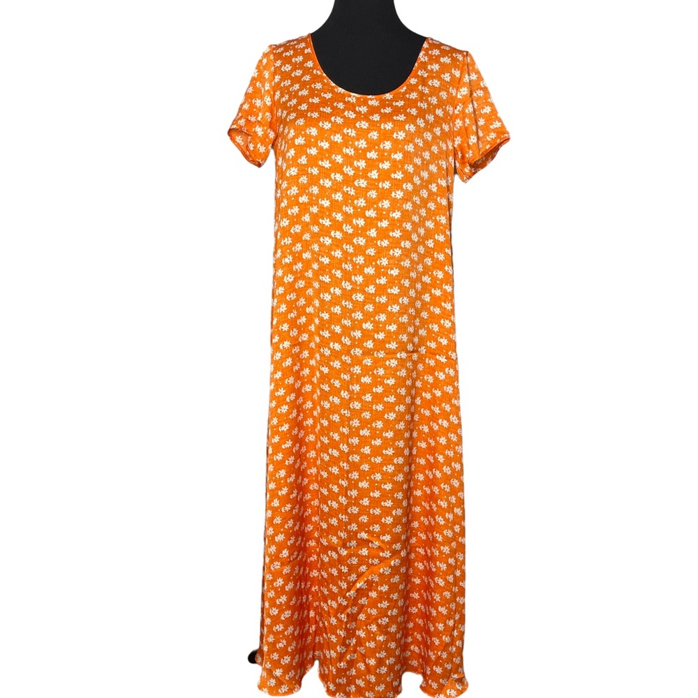 1990s VTG Victoria’s Secret Orange Floral Swim Cover/Maxi Dress, Size: S